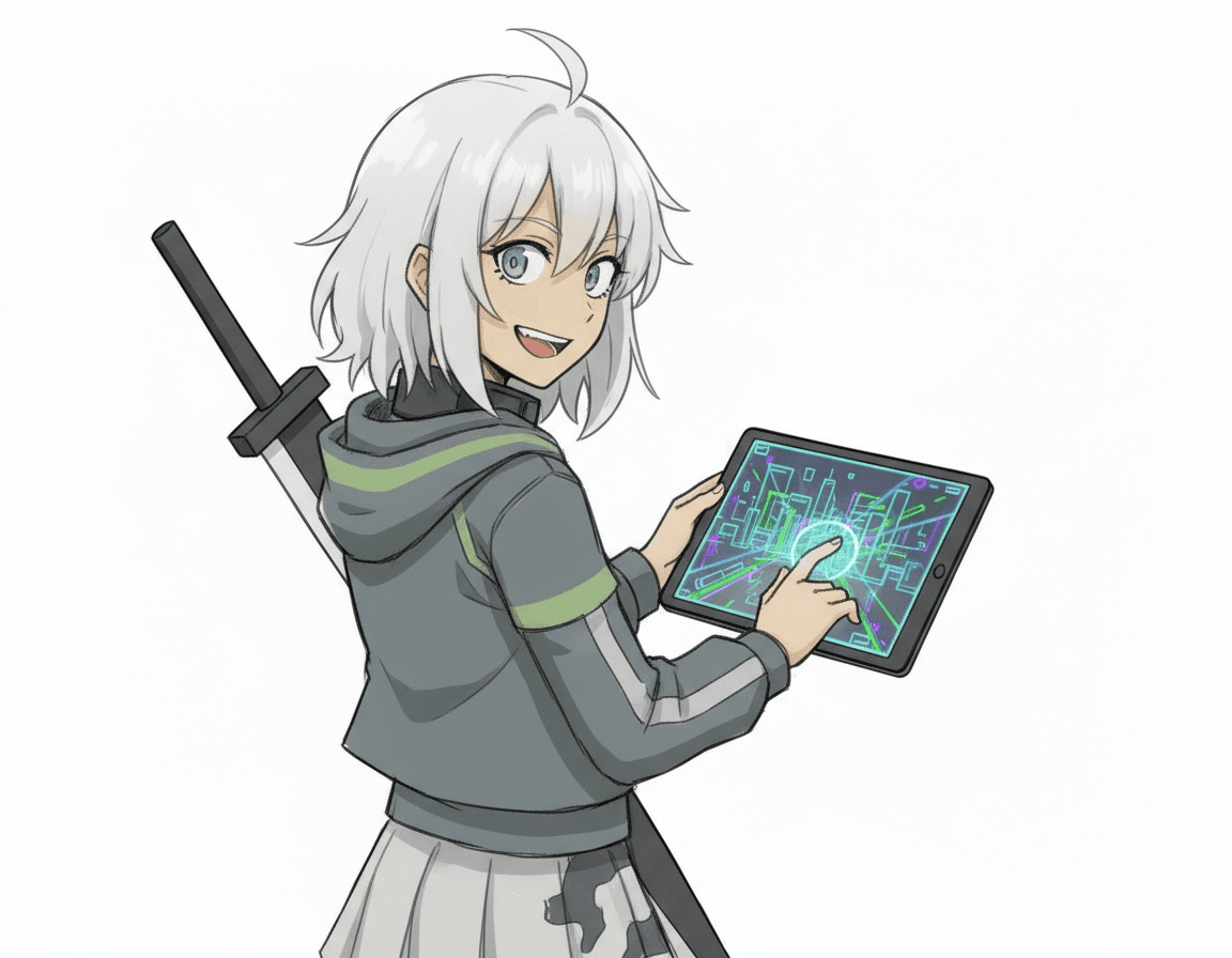 Generated character preview in a neon-lit showcase, stylized 3D avatar